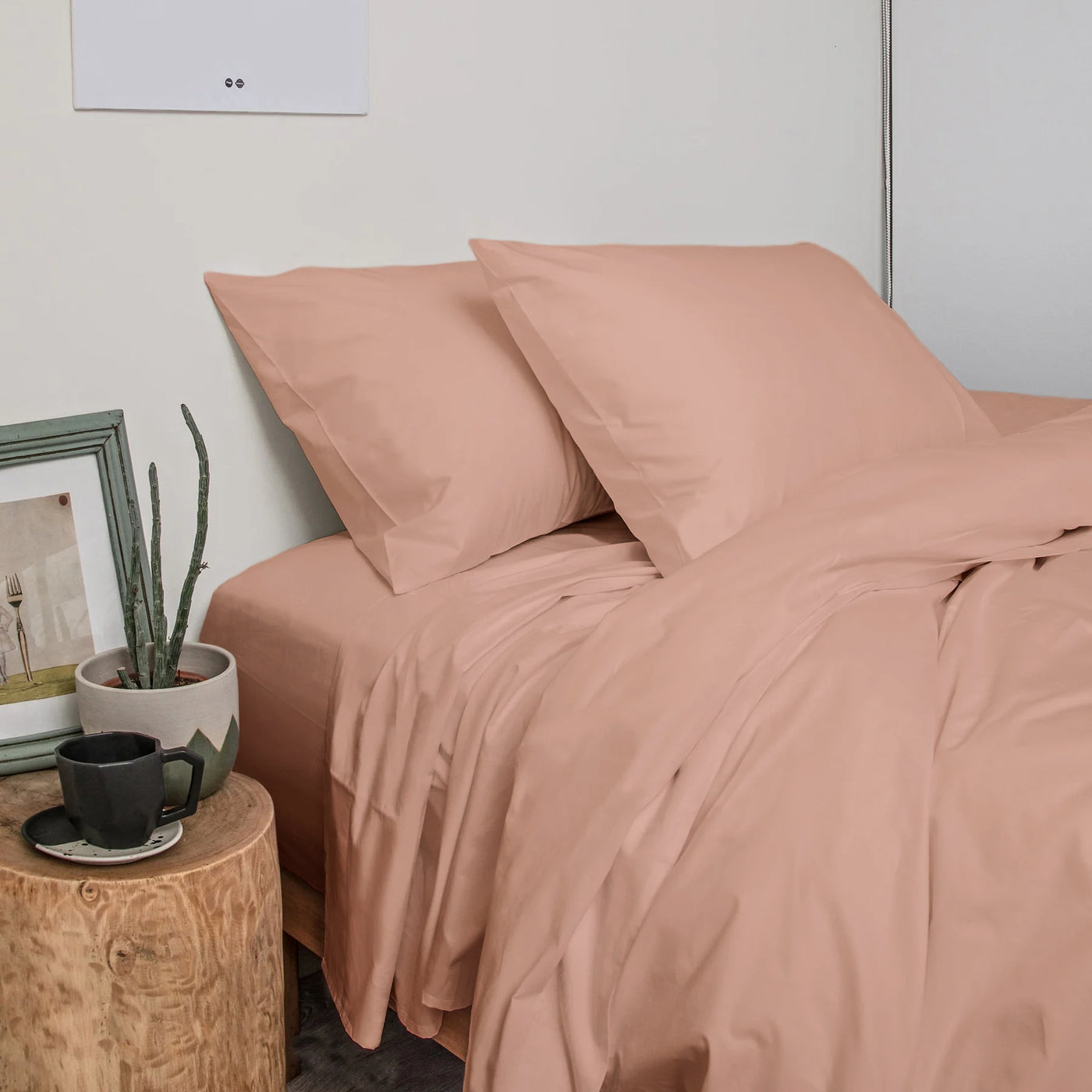 415 Thread Count Percale Bed Sheet Set | Rose Gold